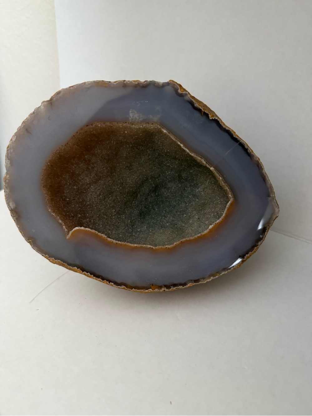 Natural Agate Geode Slice - Gray and Brown Decorative Stone